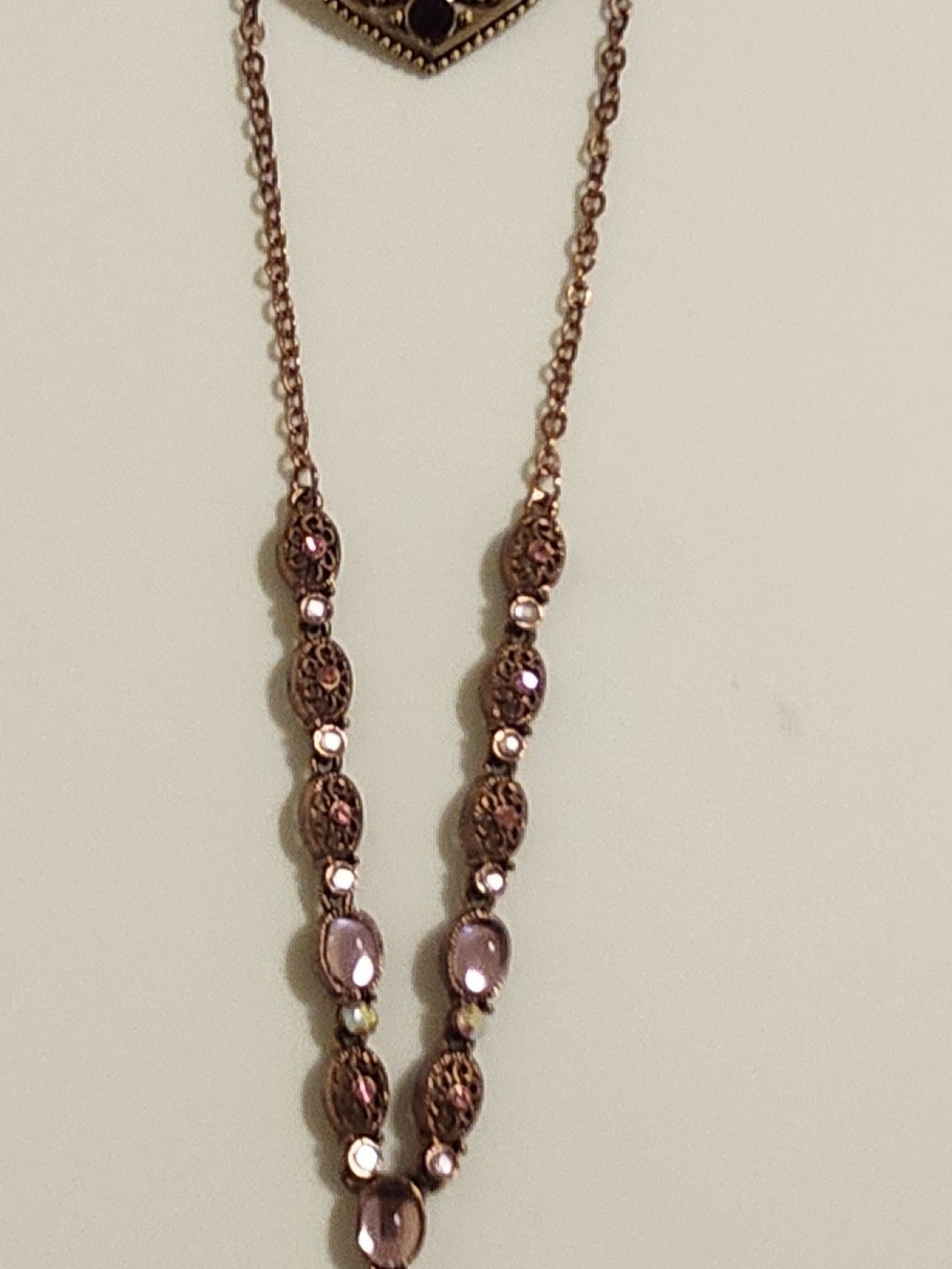 Vintage Copper And Pink Avon Necklace And Brooch